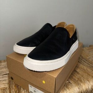 UGG Black Leather Slip-On Flats